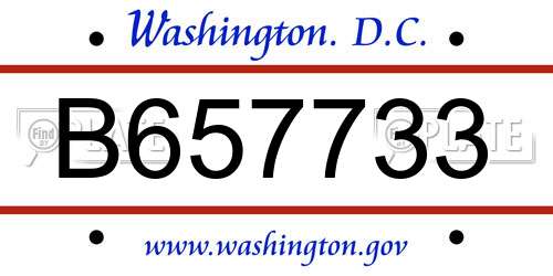 B657733 District Of Columbia License Plate