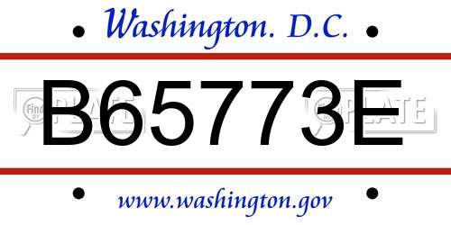 B65773E District Of Columbia License Plate