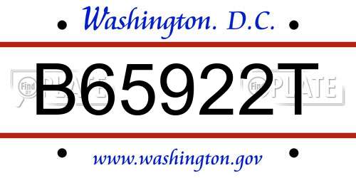 B65922T District Of Columbia License Plate