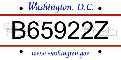 B65922Z District Of Columbia License Plate