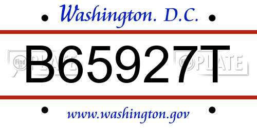 B65927T District Of Columbia License Plate