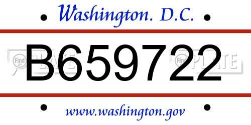 B659722 District Of Columbia License Plate