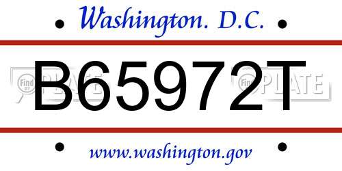 B65972T District Of Columbia License Plate