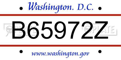 B65972Z District Of Columbia License Plate