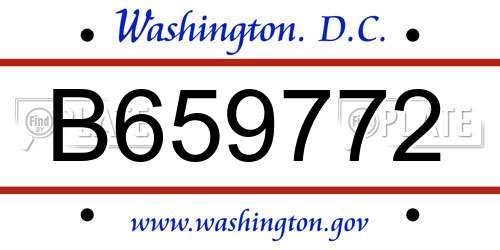B659772 District Of Columbia License Plate