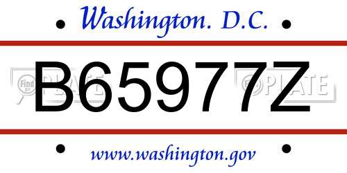 B65977Z District Of Columbia License Plate