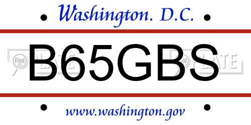 B65GBS District Of Columbia License Plate