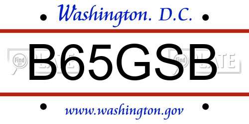B65GSB District Of Columbia License Plate