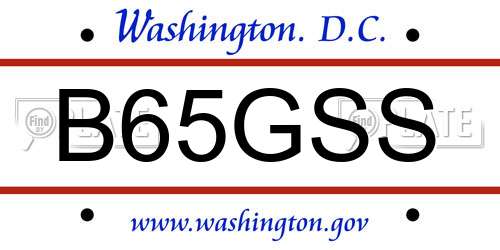 B65GSS District Of Columbia License Plate
