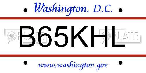 B65KHL District Of Columbia License Plate