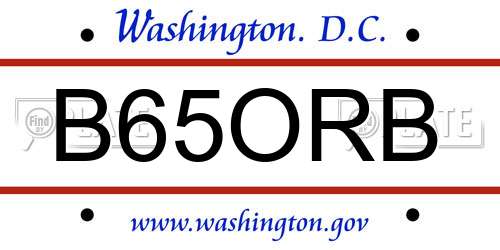 B65ORB District Of Columbia License Plate