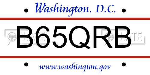 B65QRB District Of Columbia License Plate