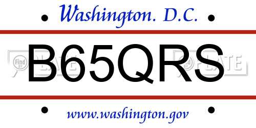 B65QRS District Of Columbia License Plate