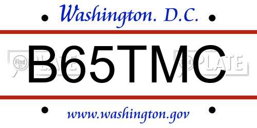 B65TMC District Of Columbia License Plate