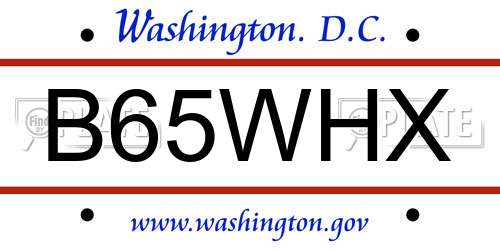 B65WHX District Of Columbia License Plate