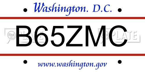 B65ZMC District Of Columbia License Plate