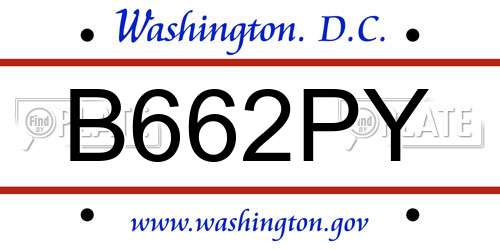 B662PY District Of Columbia License Plate