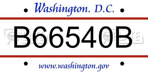 B66540B District Of Columbia License Plate