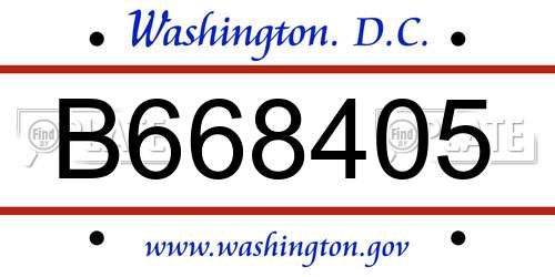 B668405 District Of Columbia License Plate