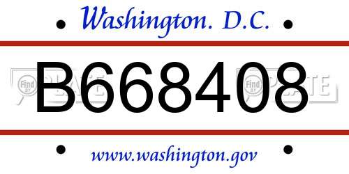 B668408 District Of Columbia License Plate