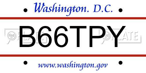 B66TPY District Of Columbia License Plate