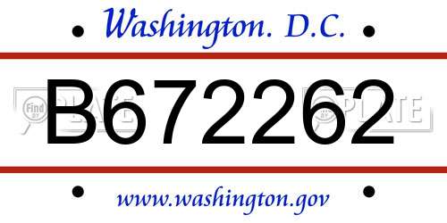 B672262 District Of Columbia License Plate