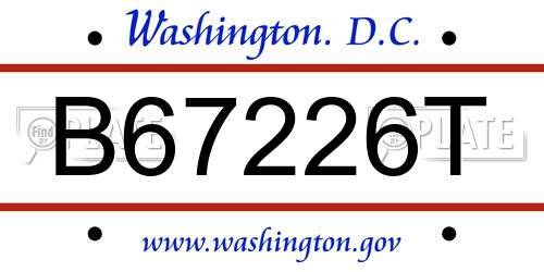 B67226T District Of Columbia License Plate