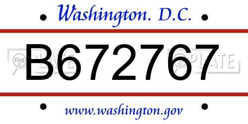 B672767 District Of Columbia License Plate