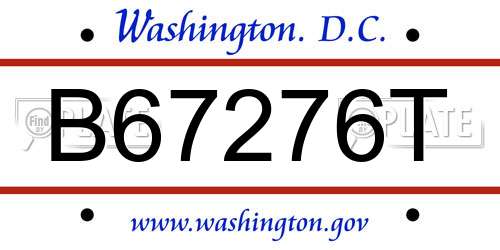 B67276T District Of Columbia License Plate