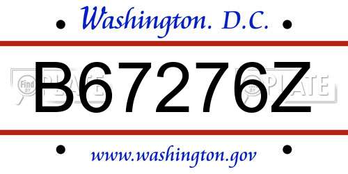 B67276Z District Of Columbia License Plate