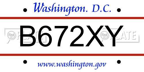 B672XY District Of Columbia License Plate
