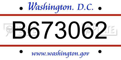 B673062 District Of Columbia License Plate