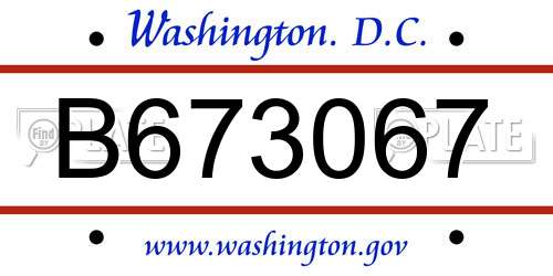 B673067 District Of Columbia License Plate