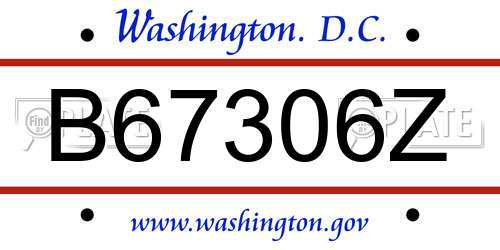 B67306Z District Of Columbia License Plate
