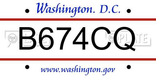 B674CQ District Of Columbia License Plate