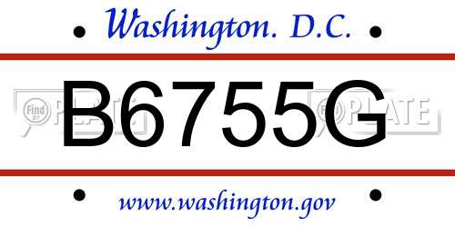 B6755G District Of Columbia License Plate