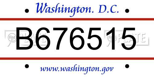 B676515 District Of Columbia License Plate