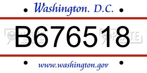 B676518 District Of Columbia License Plate