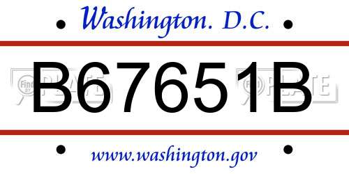 B67651B District Of Columbia License Plate