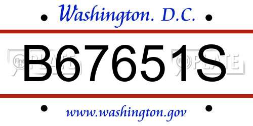 B67651S District Of Columbia License Plate