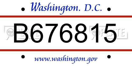 B676815 District Of Columbia License Plate