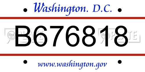 B676818 District Of Columbia License Plate