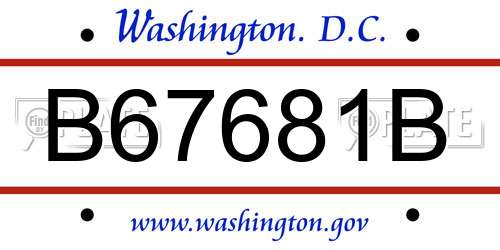 B67681B District Of Columbia License Plate