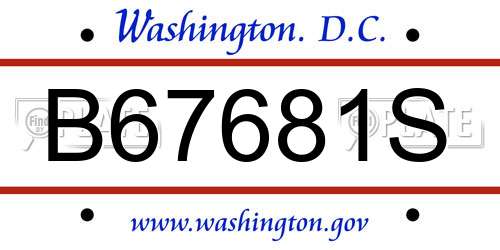 B67681S District Of Columbia License Plate