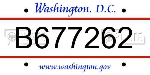 B677262 District Of Columbia License Plate