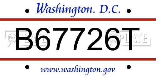 B67726T District Of Columbia License Plate