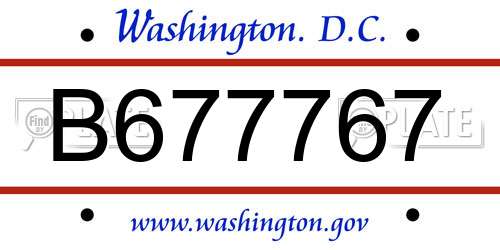 B677767 District Of Columbia License Plate