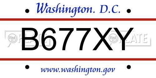 B677XY District Of Columbia License Plate
