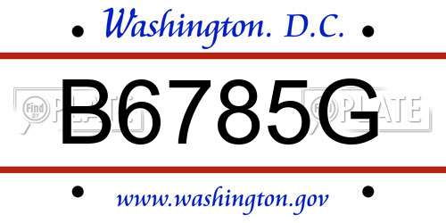 B6785G District Of Columbia License Plate