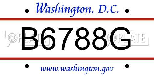 B6788G District Of Columbia License Plate